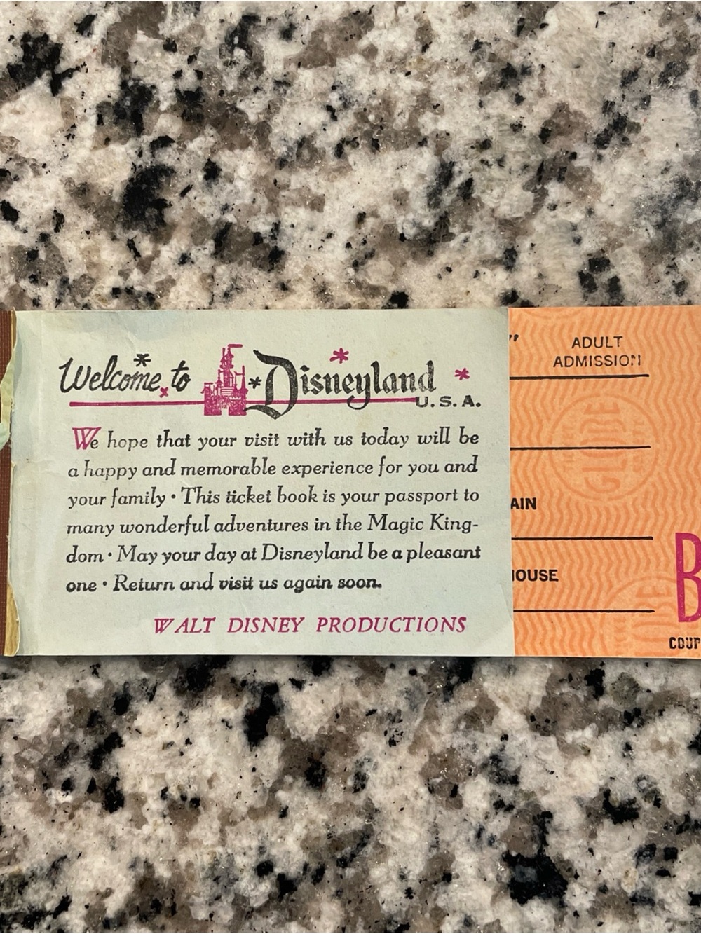 Disneyland 60’s Vintage Tickets 10 Adventures in Disneyland A&B collectible